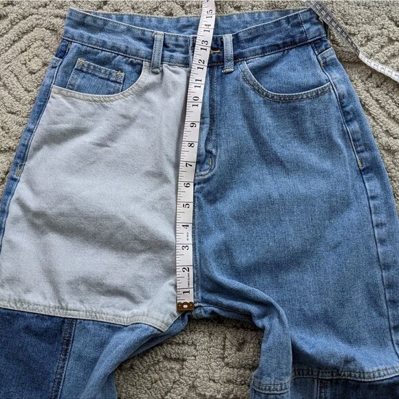 Shein Patchwork Mom Jeans High-Rise Patchwork Jeans color block jeans Small - Picture 6 of 10